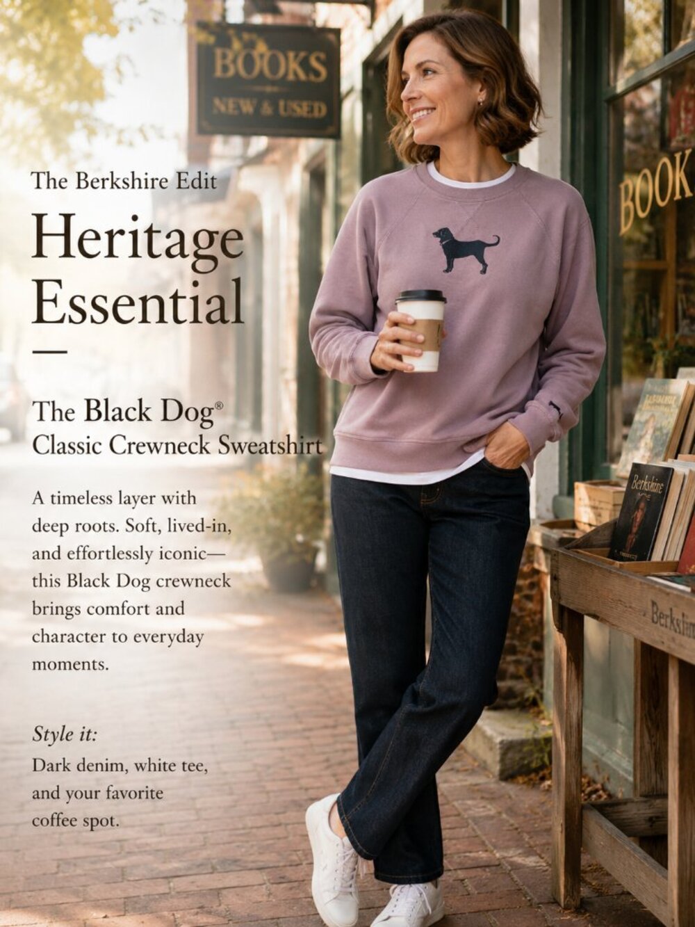 The Black Dog Legacy Crewneck Sweatshirt Mauve Pink Dog Logo Large Coastal
